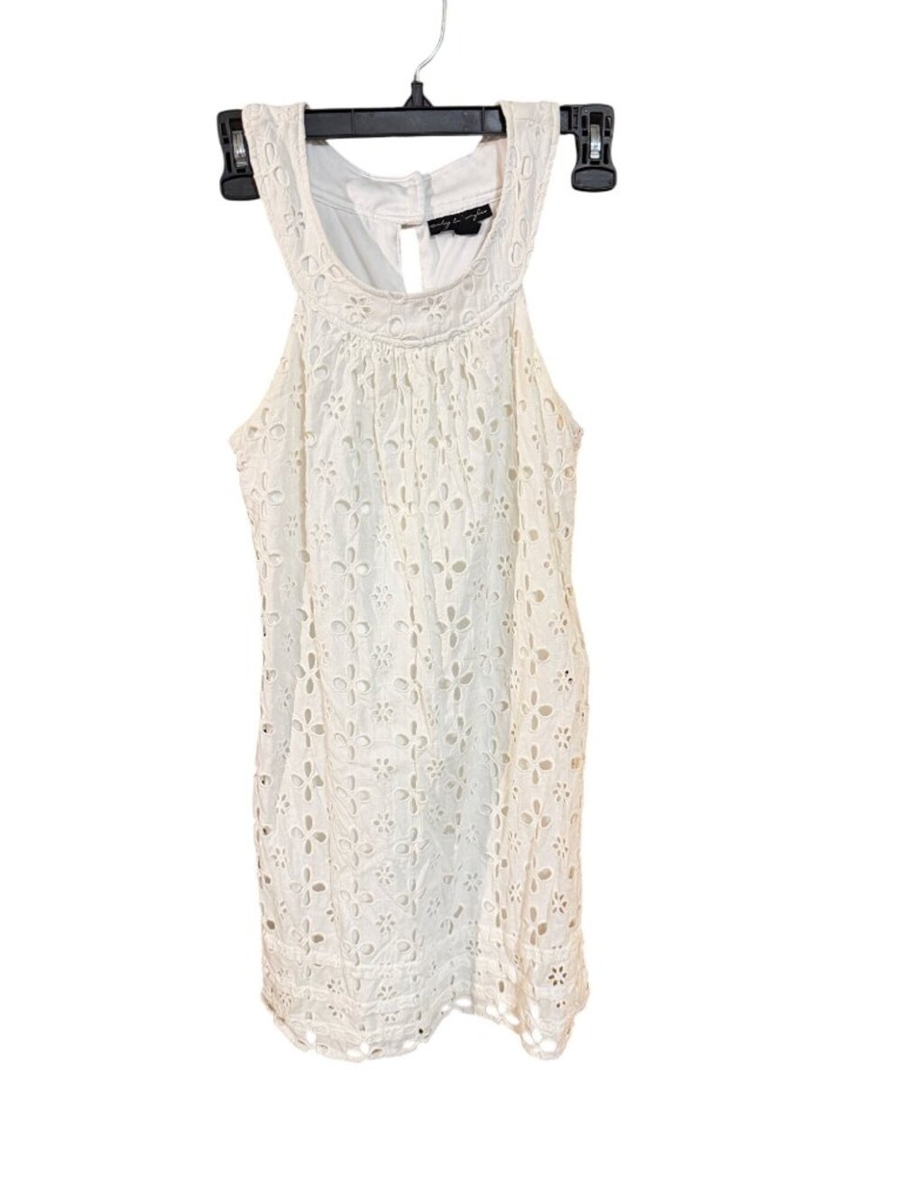 City Triangles White Eyelet Sleeveless Dress Lined Keyhole Back Size 3